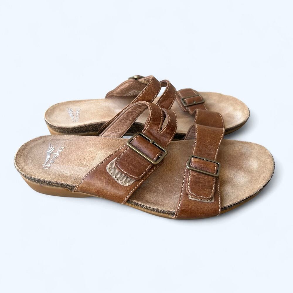 Dansko Rosie Double Strap Slide Comfort Sandals Brown Leather Women's size 39 - Picture 4 of 8